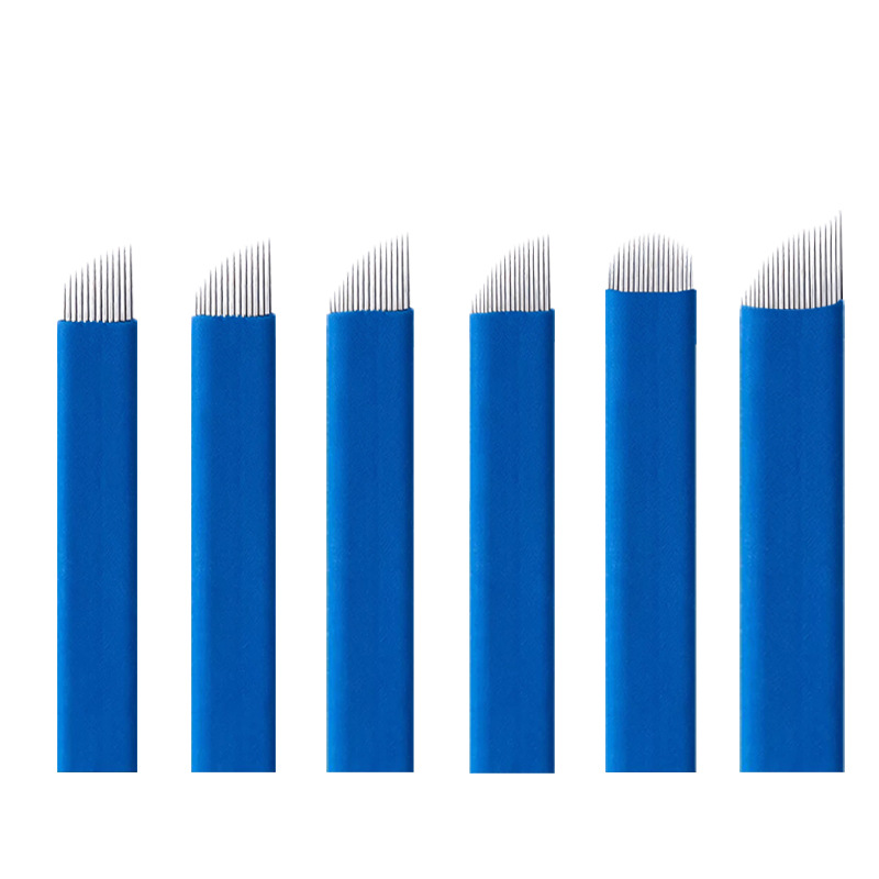 China blue embroidery needle piece blue leather 18 genuine eyebrow tattoo needle supplies tool semi-permanent embroidery eyebrow bleaching eyebrow line Blade