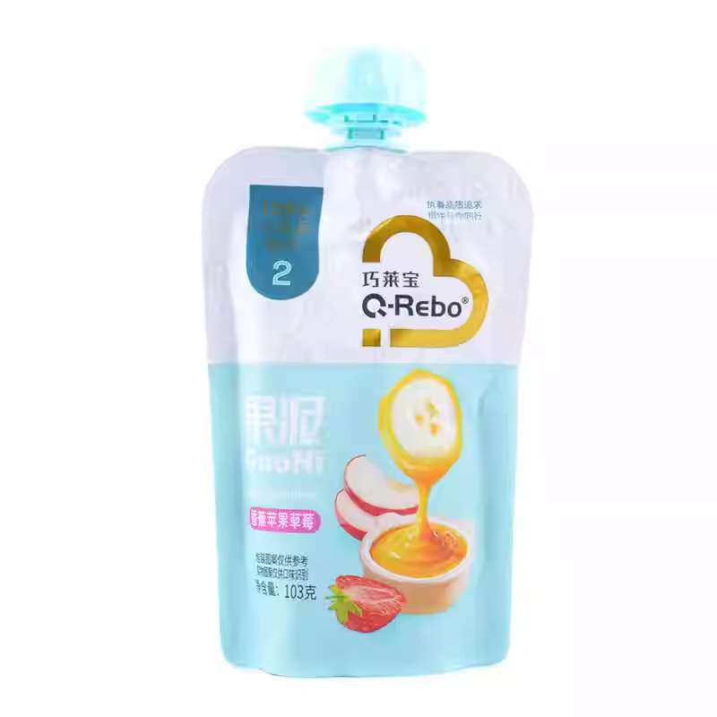 Qiaolaibao Fruit Puree 103g Apple, Yellow Peach, Strawberry, Banana Fruit Puree Without Additives for Infants and Young Children Blueberry