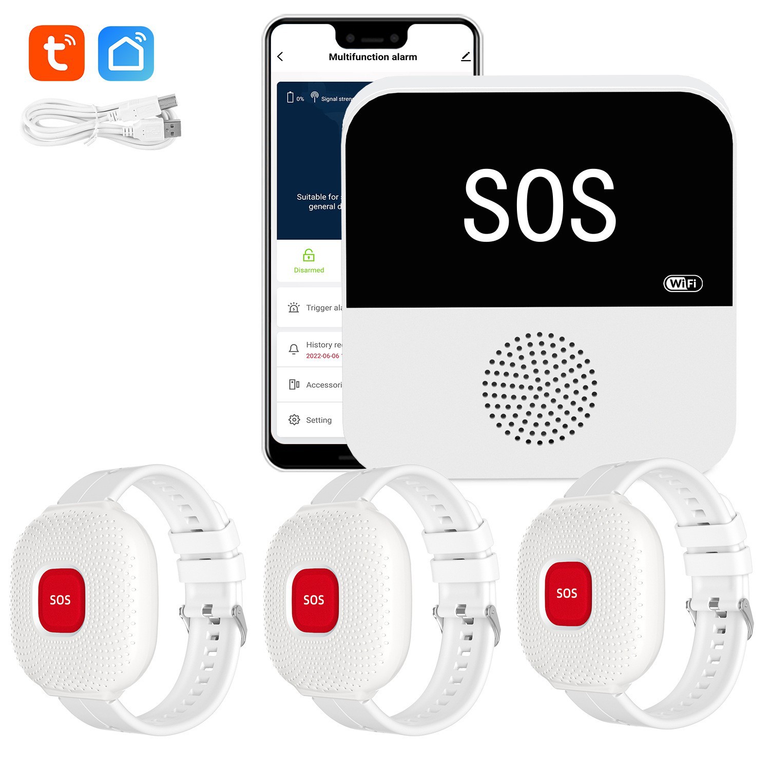 граффити Wifi пейджер для пожилых людей беспроводной сигнал тревоги Sos кнопка экстренного вызова браслет