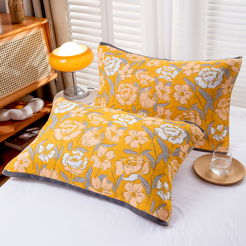 Pillow Cover Three-Layer Gauze Adult and Children's Home Couple Thickened Sweat-Absorbent Pillow Cover Manufacturer Wholesale One Pack