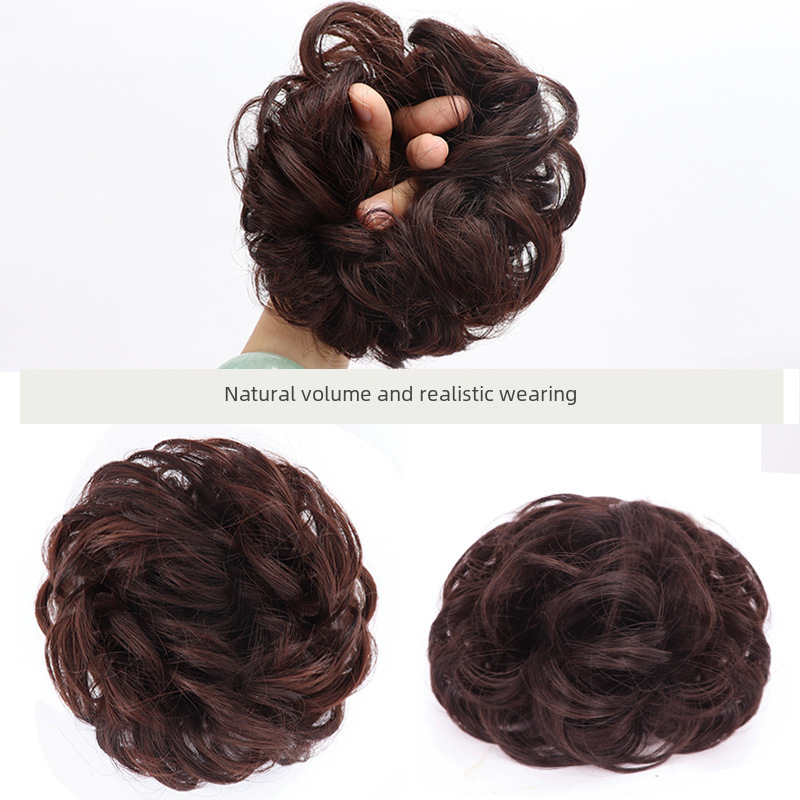 Hongxiu Selection - Wig Curly Hair Circle Women's Ball Hair Disk Fluffy Matte Simulated Hair Plate Buds Bun