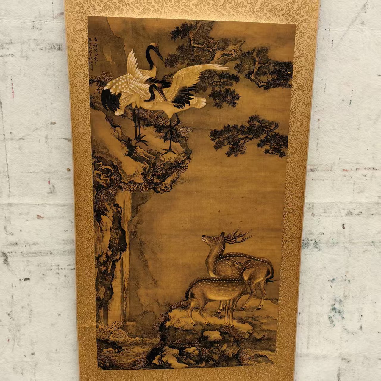 Shen Quan's Famous Work, Crane and Deer Changchun, Ancient Famous Painting 70*170cm, Complete Famous Painting, Factory Direct Sale