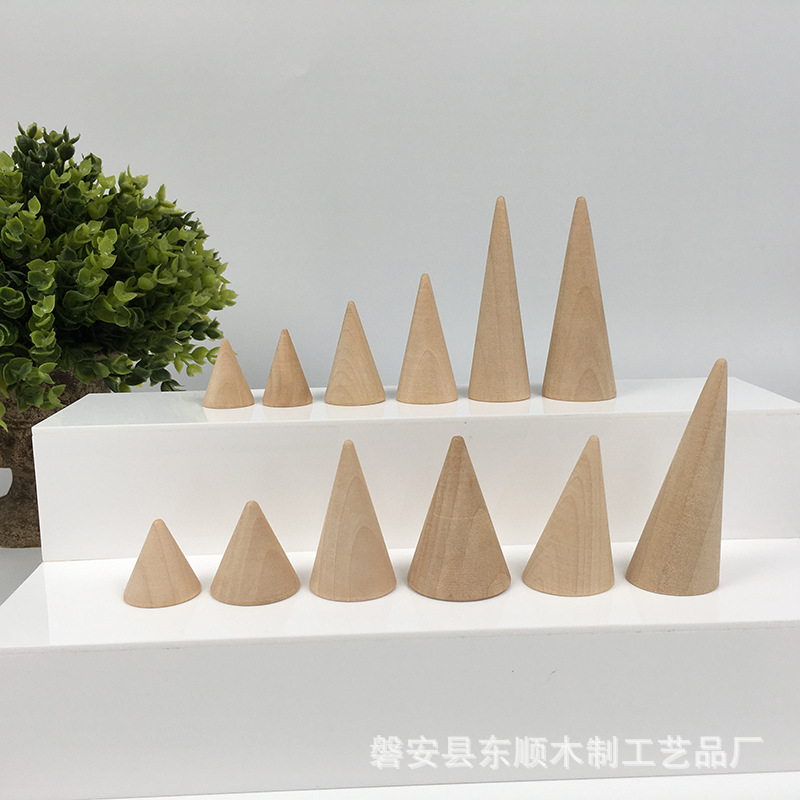 Wooden Cone Ring Holder Jewelry Display Jewelry Display Stand Jewelry Storage Counter Props