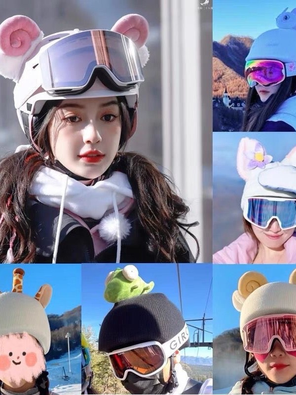 Ski Helmet Hat Cover Cute Cartoon Cat Ears Baby Same Style Single and Double Board Battery Helmet Cover for Men and Women