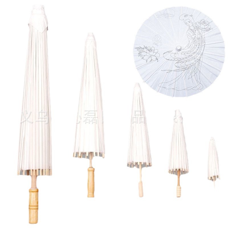 Cross-Border Kidsren's Graffiti Antique Paper Umbrella DIY Kindergarten Hand-Painted Chinese Style Blank Graffiti Painting Paint Umbrella