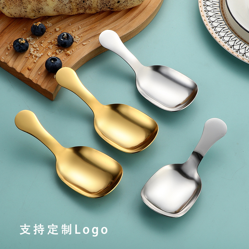 Stainless Steel Short Handle Teaspoon Tea Spoon Dessert Ice Cream Small Spoon Creative Tea Set Accessories Small Tea Spoon Tea Shovel Gold