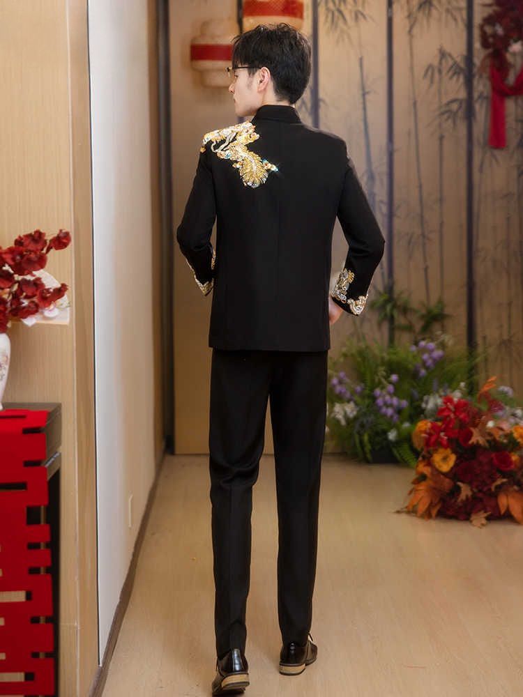 New Chinese-style Xiuhe Dress Groom Black Zhongshan Dress Wedding Dress Men's High-end Wedding Tang Dress National Style Men's Wear