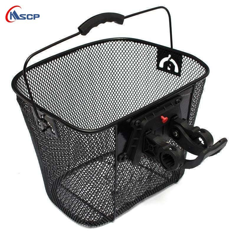 In stock supply quick disassembly basket with handle mesh basket export type mountain bike bicycle front basket