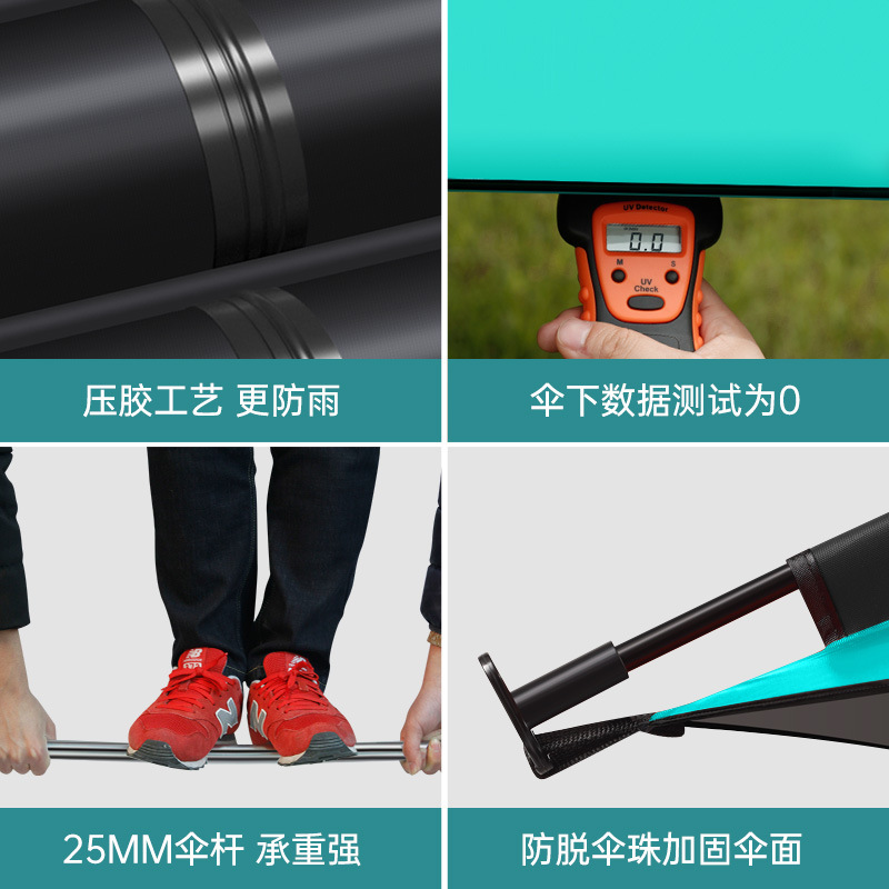 Factory direct cane umbrella fishing umbrella field fishing sunshade sunscreen rainproof double-layer thickened upgraded black rubber umbrella cloth