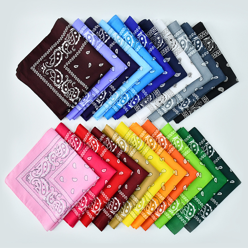 Factory direct supply magic outdoor sports square in stock wholesale polyester cashew flower riding mask paisley scarf