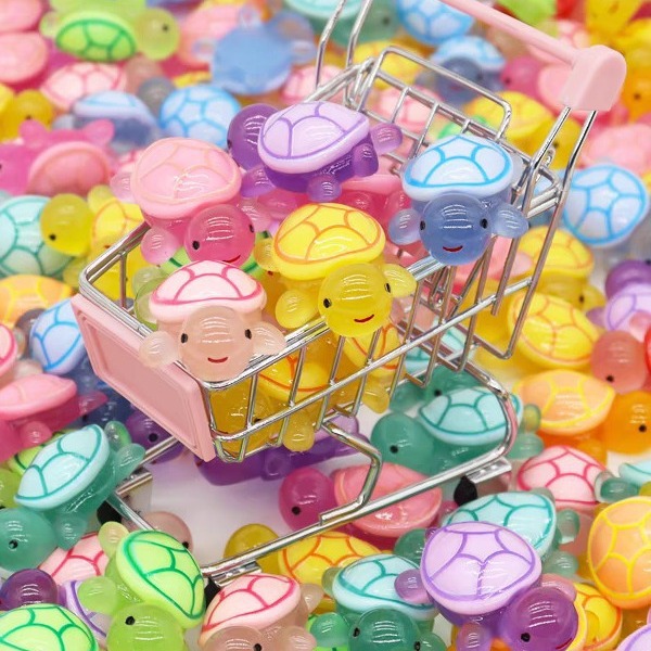 Серия мультяшных черепах для аквариума, украшения для микландшафта, милые яркие черепашки, светящиеся украшения