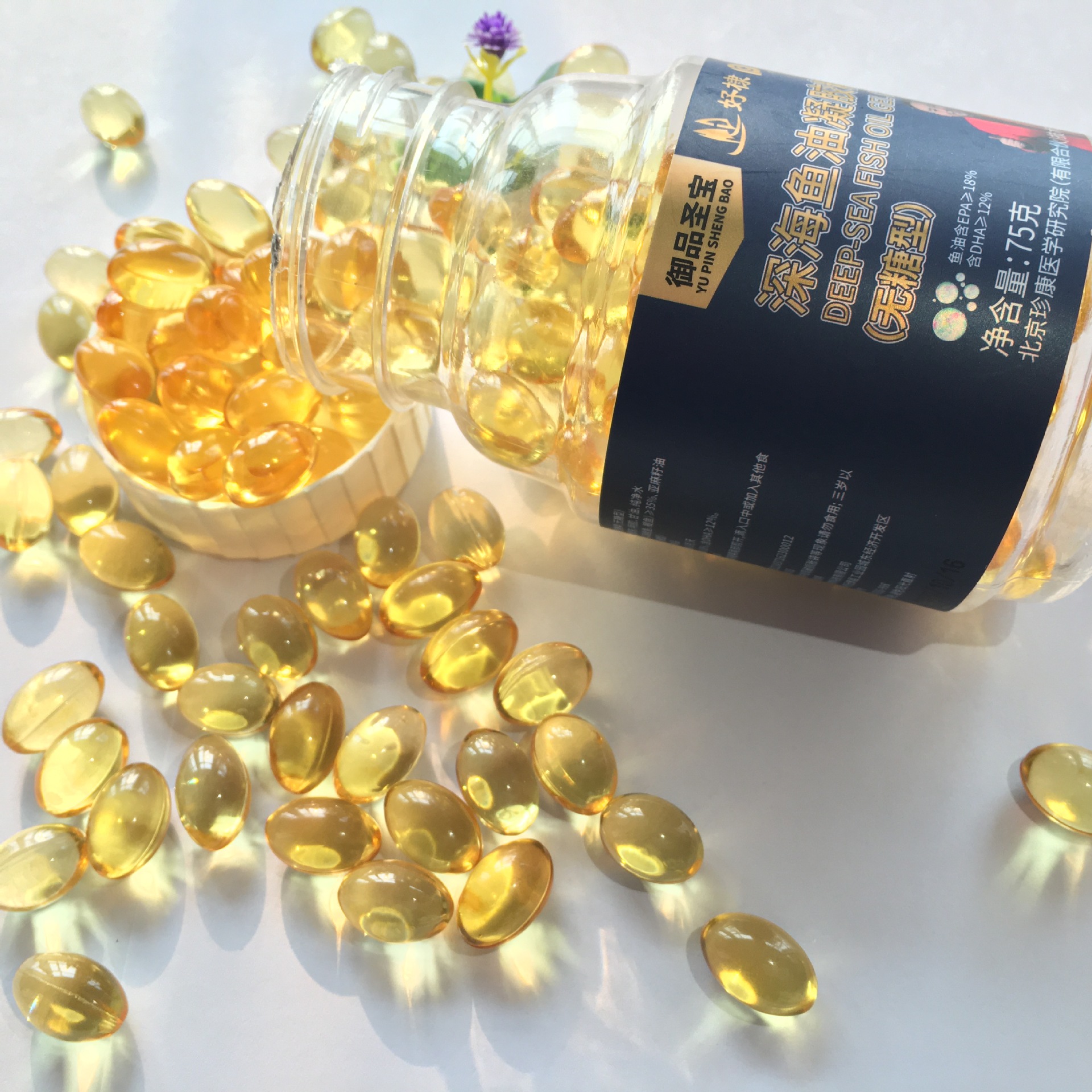 [6 bottles] deep sea fish oil gel candy sugar-free 600 tablets in stock for middle-aged and elderly people to eat fish oil