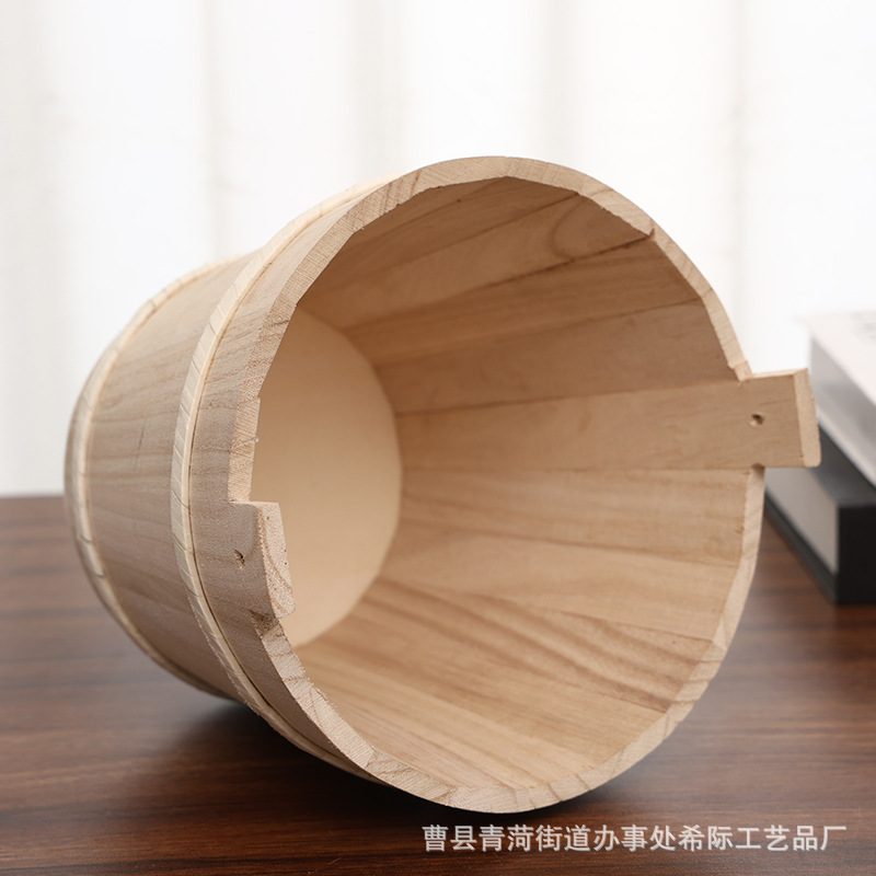 Factory Supply Wooden Round Open Large Capacity Aromatherapy Stone Storage Bucket Toy Bucket Stall Bucket Storage Bucket