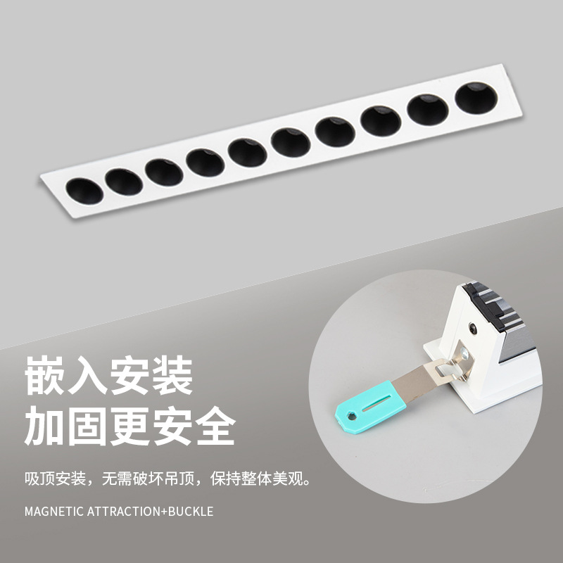 Linear Light Grille Light Embedded Hotel Living Room Ceiling Light Without Main Light Design Long Strip Spotlight Grille Light Cross-Border
