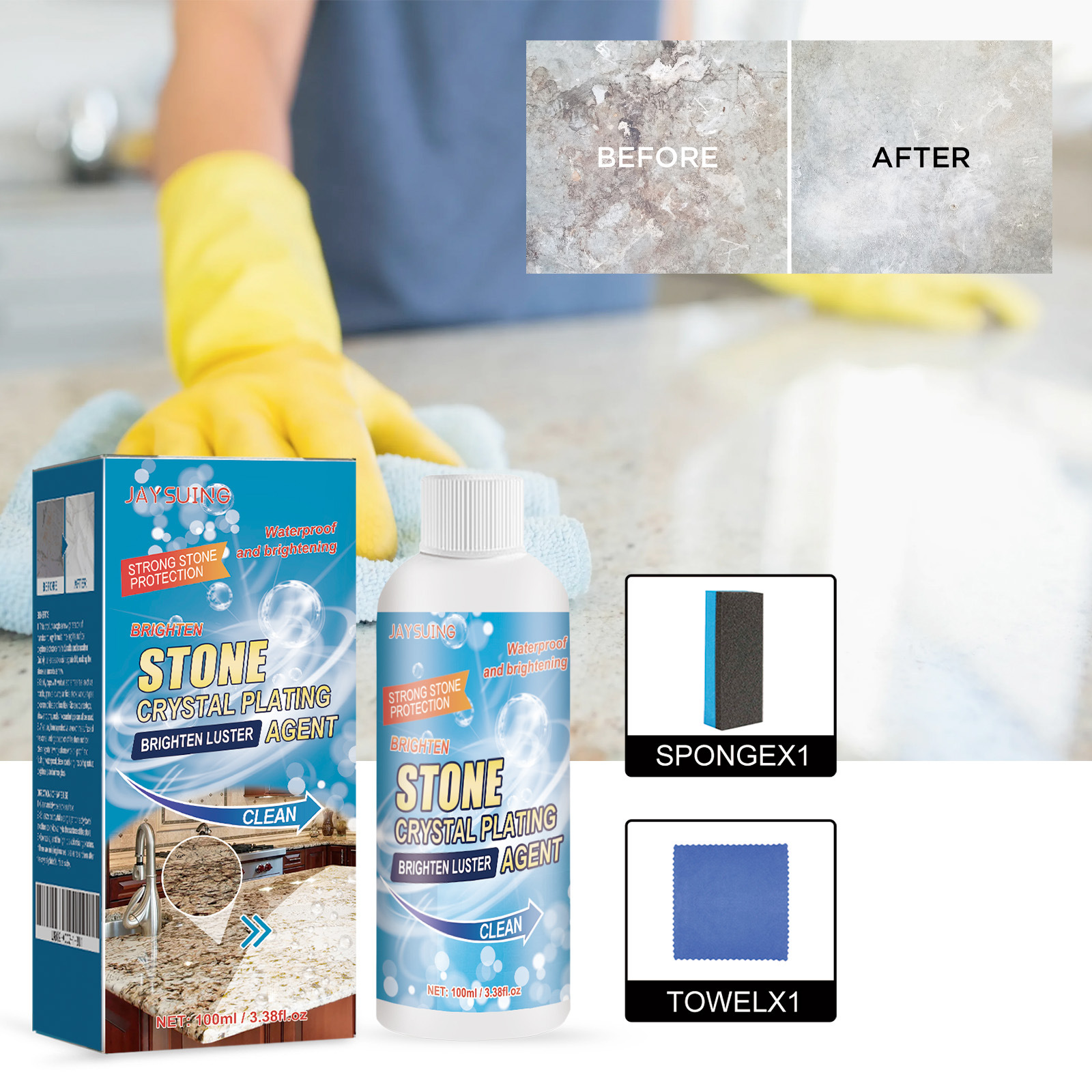 Кристаллизующий агент Jaysuing, ремонт плитки из кварцевого камня
