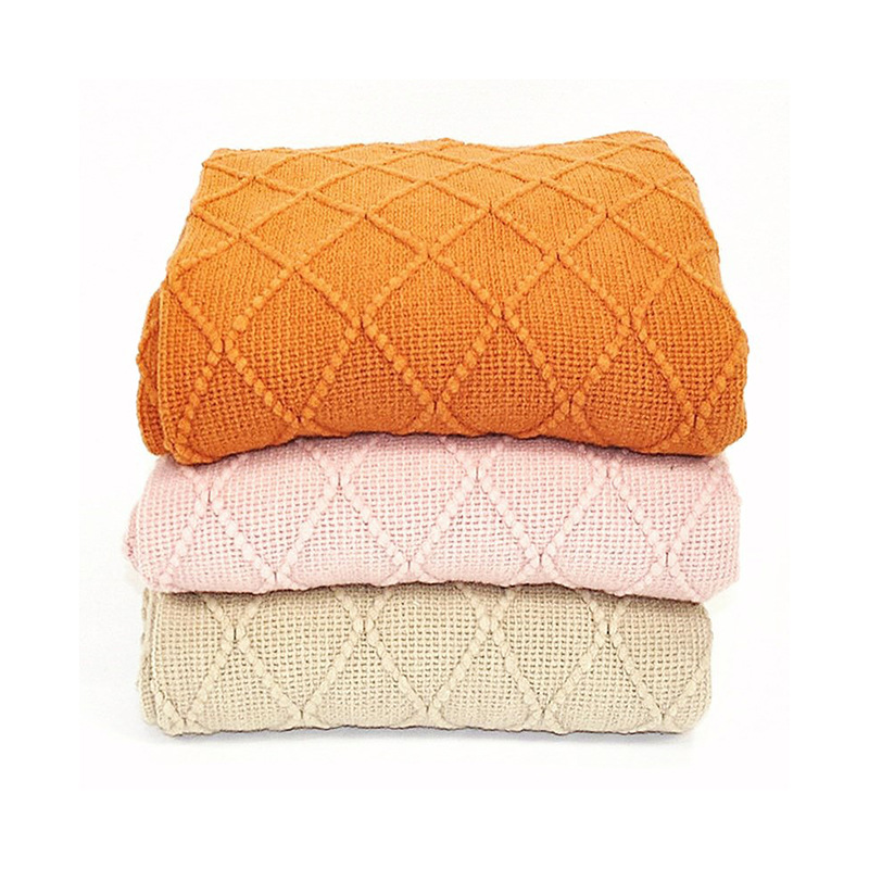 Knitted Thread Blanket New Scandinavian Autumn and Winter Tassel Blanket Office Bed Thickeneded Blanket High-End Sofa Blanket