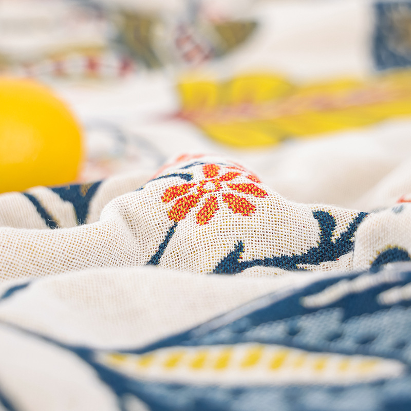 New Multi-layer Four Seasons Universal Cotton Gauze Skin-friendly Tassel Towel Quilt Blanket Air-conditioning Blanket for Adult Couple