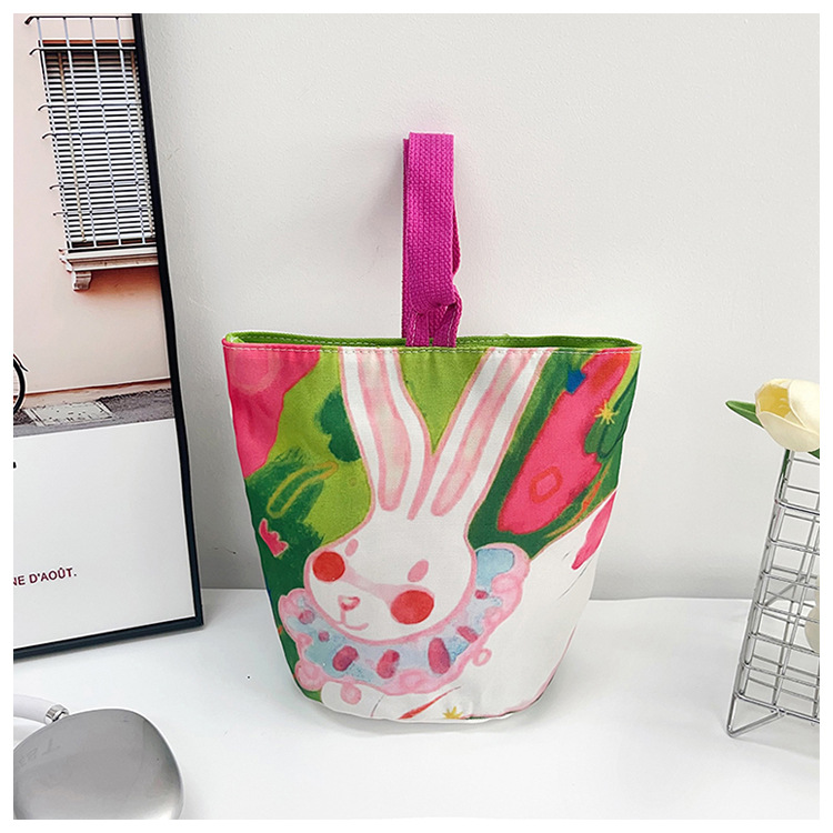 Happy Red Festive Canvas Bag, Portable Lunch Bag for Work, Satchel Canvas Gift Bag