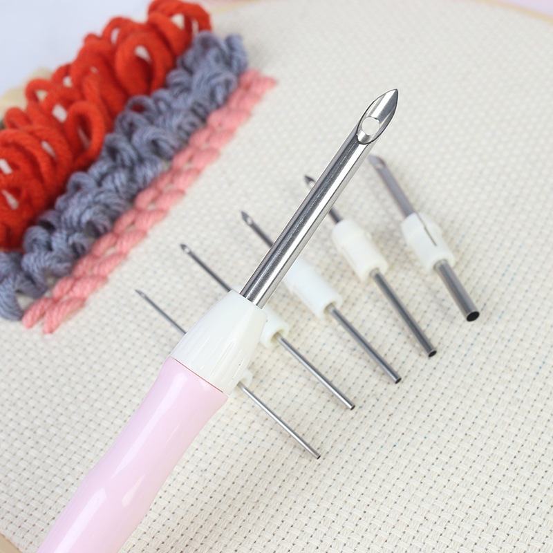 Cross-border wholesale stamp Le wool thread stamp needle 6 needle tube adjustable replaceable storage stamp embroidery needle suit