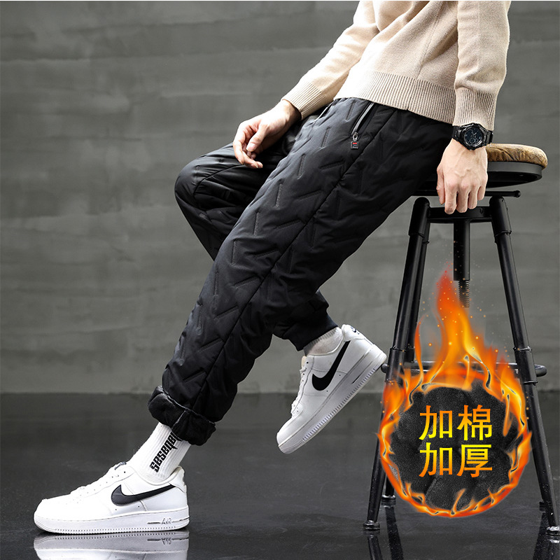 Мужские брюки с флисовой подкладкой, зимние толстые хлопковые брюки для активного отдыха, повседневные длинные брюки, ветрозащитные, теплые, оверсайз