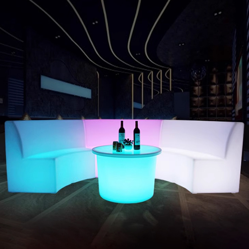 Bar creative led light-emitting coffee table curved sofa stool card holder table and chair combination net red light-emitting furniture stool