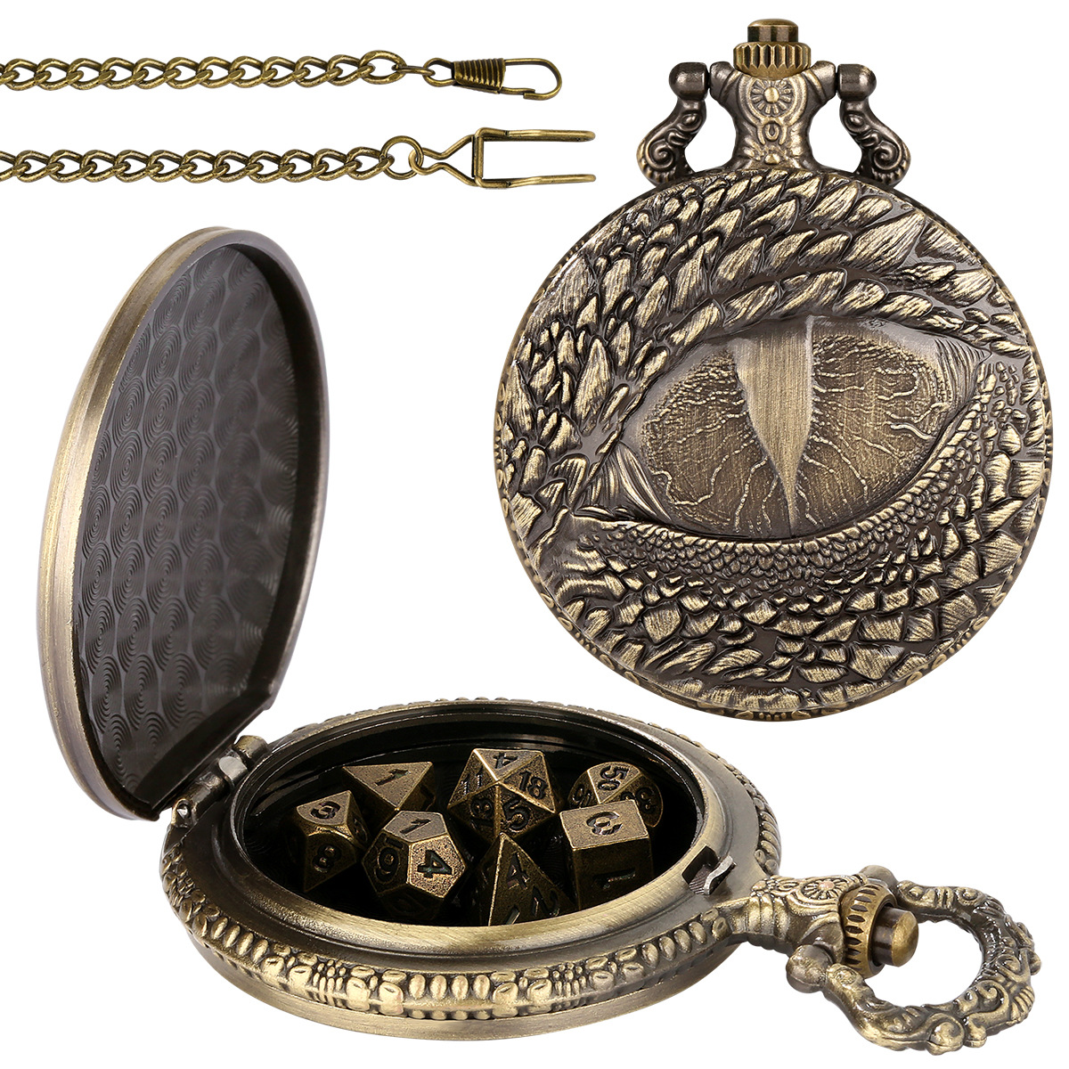 (Private model) DND dice jewelry pocket watch case rights game dragon eye watch case waist chain a generation of hair