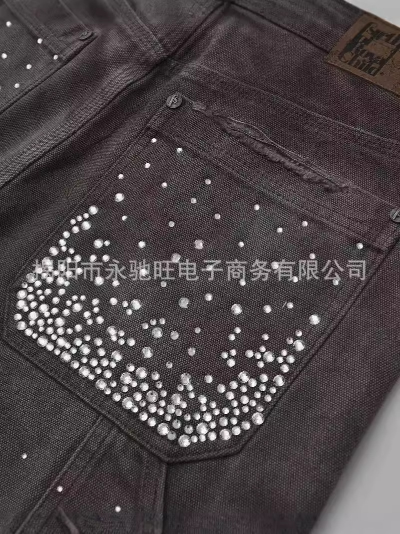 Men's and women's fashion brand 2024 new summer new ripped rough edge Denim shorts straight all-match high street vintage shorts