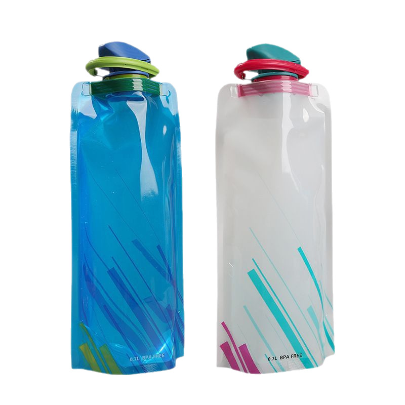 Outdoor Cycling Sports Water Bottle Mountaineering Portable Water Cup Pe Plastic Foldableing Water Bag Gift Promotion Water Storage Bag