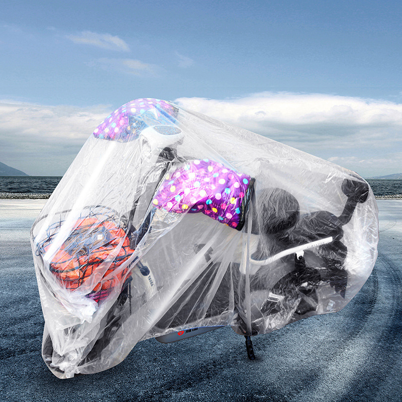 Cross-Border Disposable Transparent Motorcycle Clothing Pe Film Bicycle Cover Rainproof and Dustproof Battery Car Cover