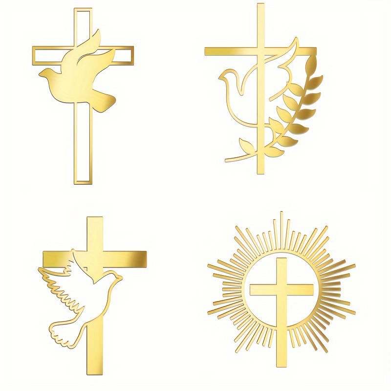 Gold mirror acrylic cross cake decoration-perfect for baptisms, weddings and