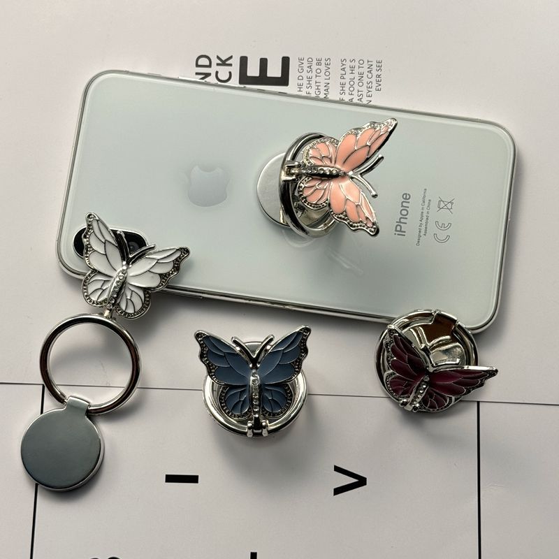 Cross-border Mobile Phone Ring Bracket Rotating Creative Butterfly Folding Finger Buckle Universal Back Lazy Desktop Support Stand