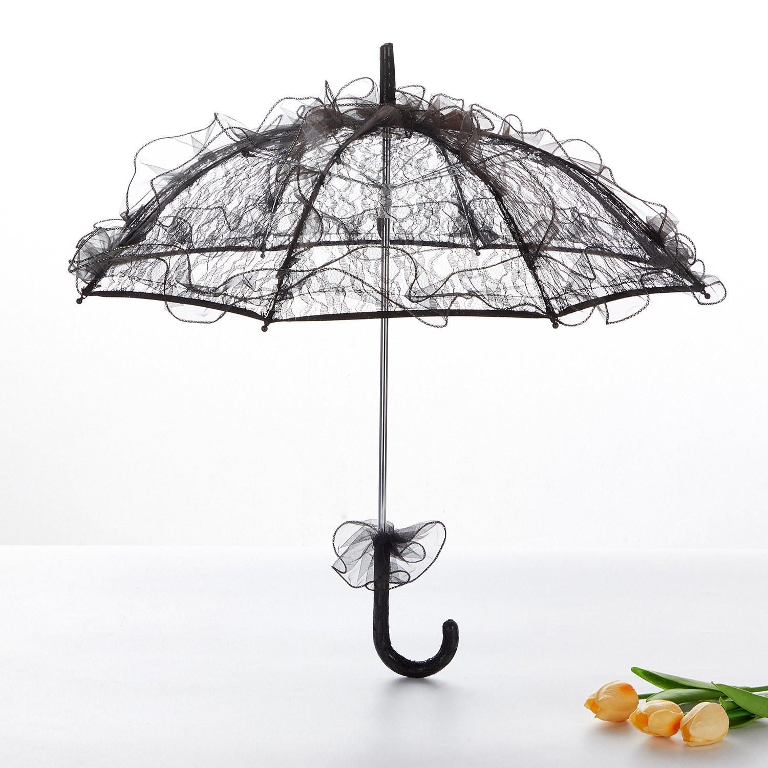 Зонт с кружевом для свадьбы, зонт для девочки-цветка, реквизит для съемки, однотонный кружевной плетеный зонт, маленький зонт, дворцовый зонт