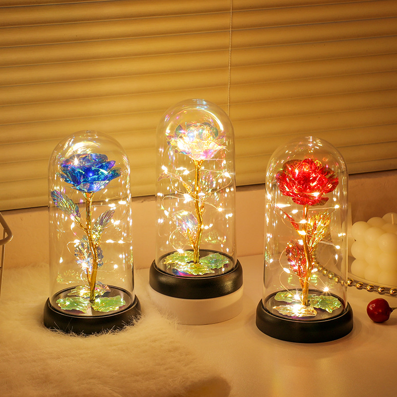 Creative Simulated Bouquet, Gold Foil Flowers, Luminous Acrylic Night Light, Bedroom Study Souvenir, Holiday Gift