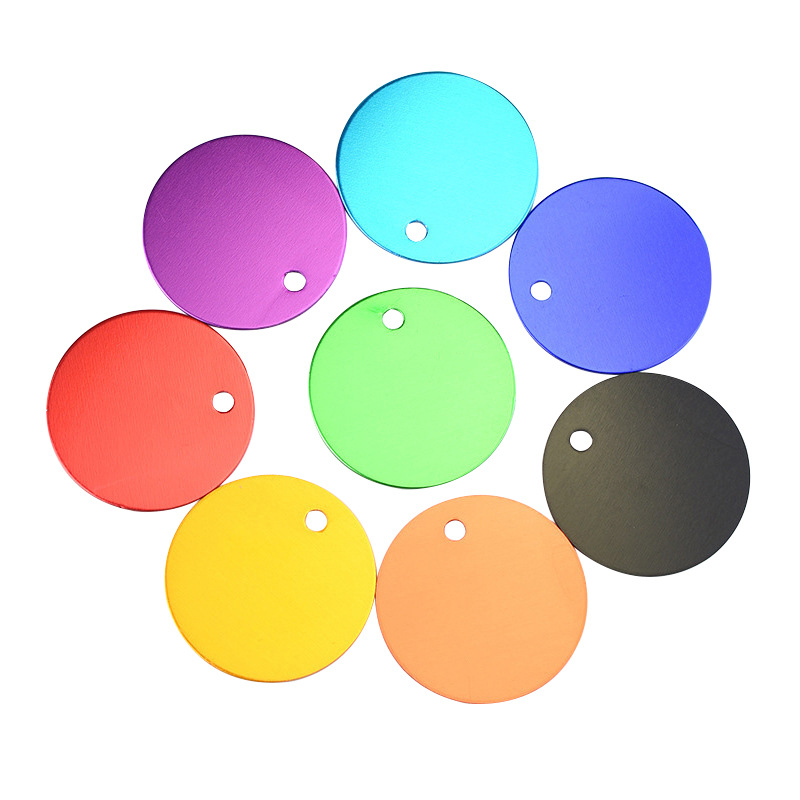 Manufacturer Wholesale Round Aluminum Alloy Pet Dog Tag Colorful Identity Tag Metal Polished Blank Dog Tag Pendant
