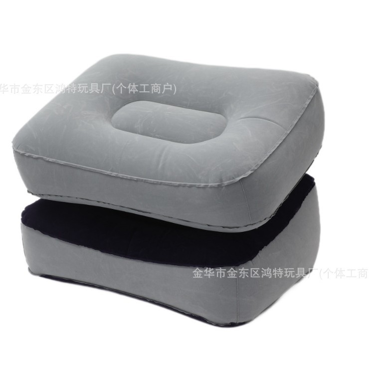 ✅ Inflatable Flocking Footrest Stool Foot Support Travel Air Cushion Car Stool Airplane Leg Rest Inflatable