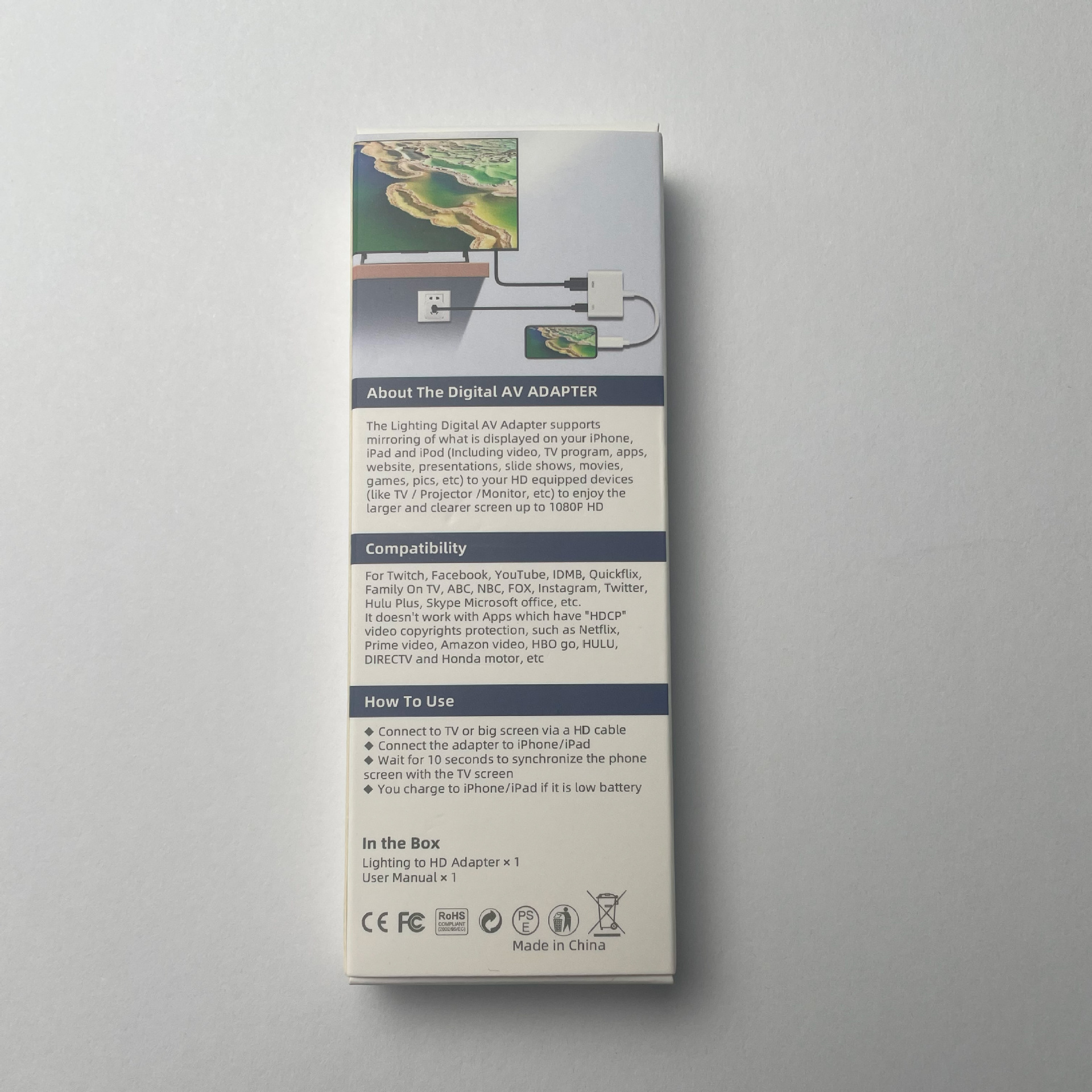 Suitable for Apple Screen Mirroring Device, Fast Charging, Built-In Chip, Plug and Play, HDMI High-Definition Screen Mirroring Adapter Cable