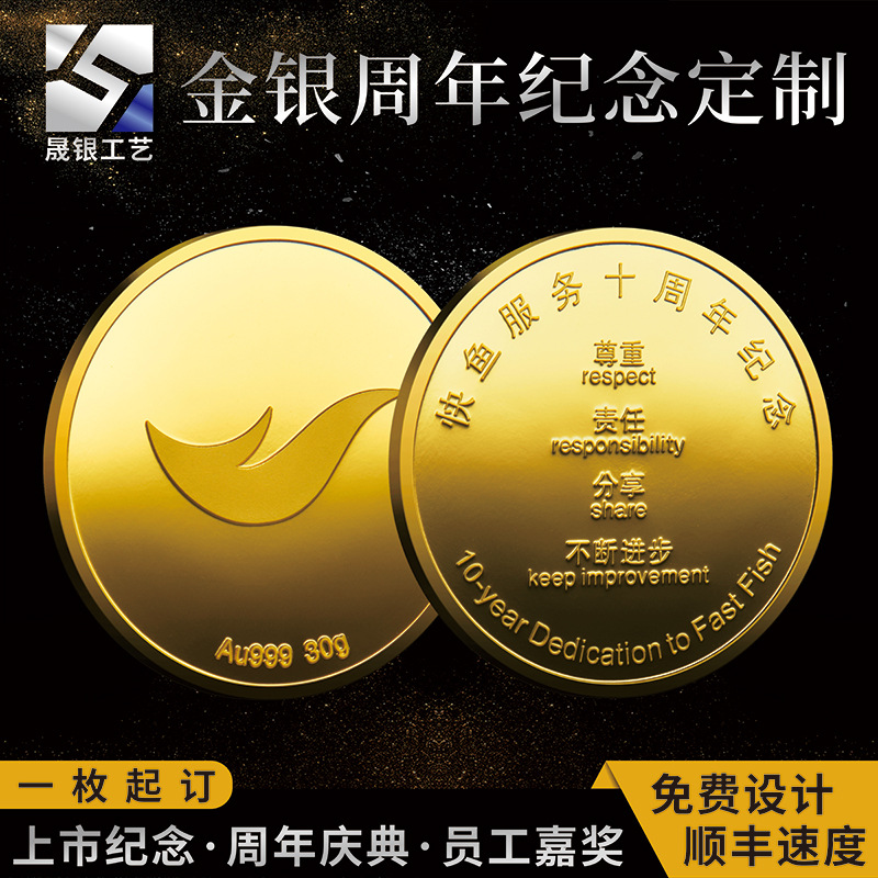 Sterling Silver Commemorative Coin Company Anniversary Silver Coin Metal Products Commemorative Medal Corporate Commendation Retirement Medal Gift