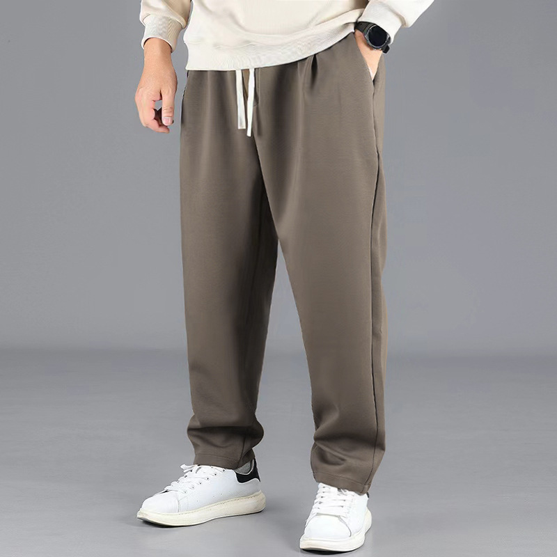 74846-Pure-Black-732 High Waist Small Feet Straight-Leg Trousers Mcvilly Men's Fat Man Casual Plus Size