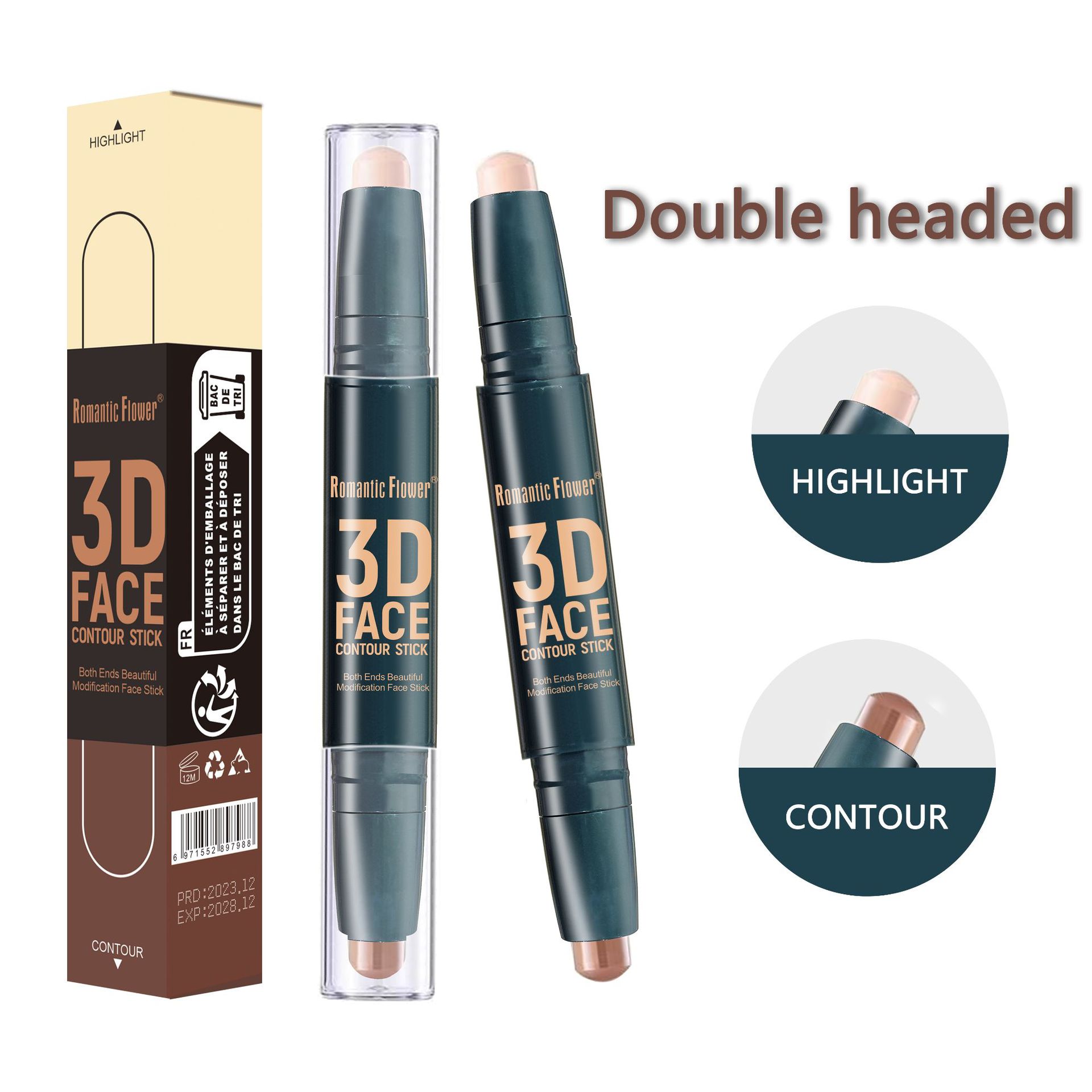 Cross-Border Foreign Trade Export Double-Ended Brightening Concealer Stick Waterproof and Sweat-Proof Cosmetics Makeup Highlighter Stick