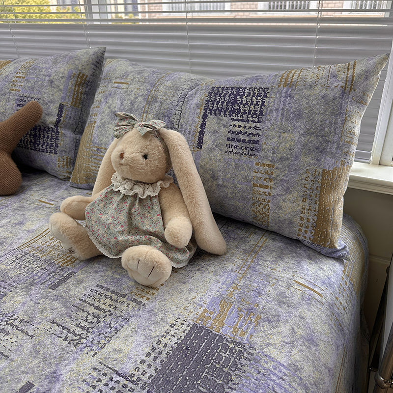 Summer Sweat-Absorbent and Breathable Old Coarse Cloth Three-Piece Set Cotton and Linen Thickened Summer Mat Mat Amazon