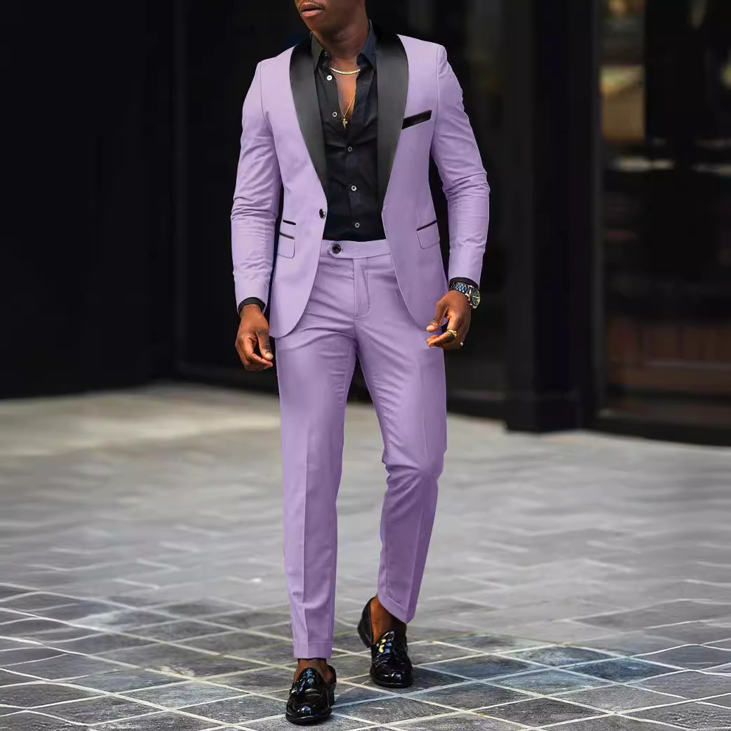 Cross-Border Foreign Trade European and American Men's Business Casual Suit Suit Men's Wedding Groom Slim Suit Two-Piece Set