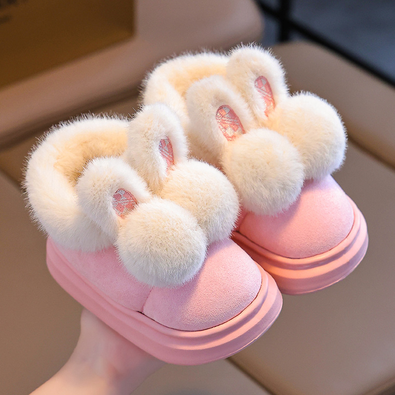 2024 New Children's Cotton Shoes Autumn and Winter Feeling Dung Indoor and Outdoor Thickened Warm Mid-Big Children's Baby Cotton Slippers