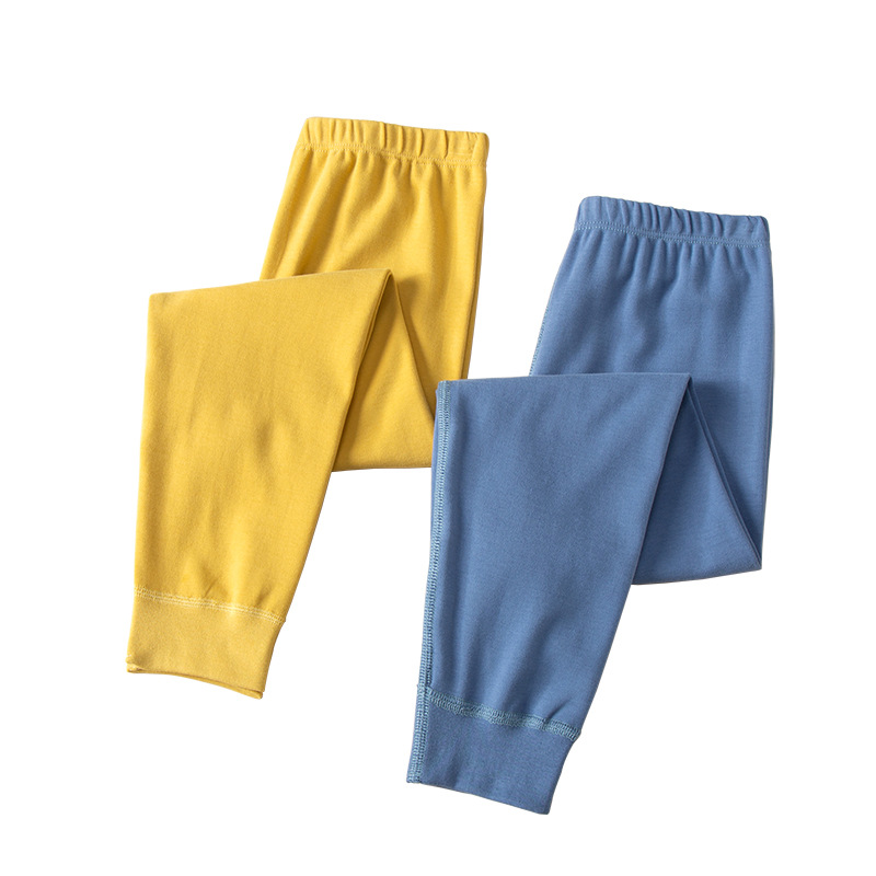 Japanese Style 2-Pack Children's Autumn Pants, All-Cotton Boys and Girls Leggings, Pure Cotton Warm Long Pants, Baby Cotton Knit Pants