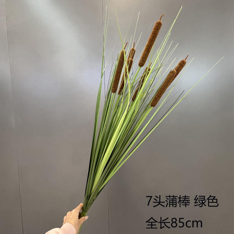 Artificial Cattail Grass Bunches, Onion Grass, Indoor Landscaping Artificial Reed Grass Green Plants