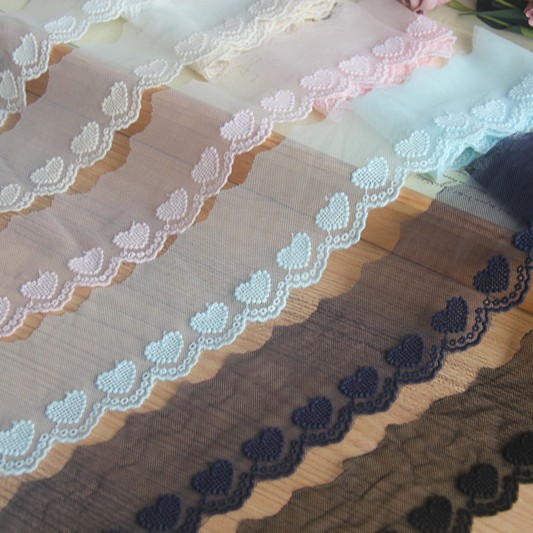 Wholesale in stock handmade DIY accessories Japanese cotton mesh cotton thread heart-shaped mesh embroidery lace width 6cm