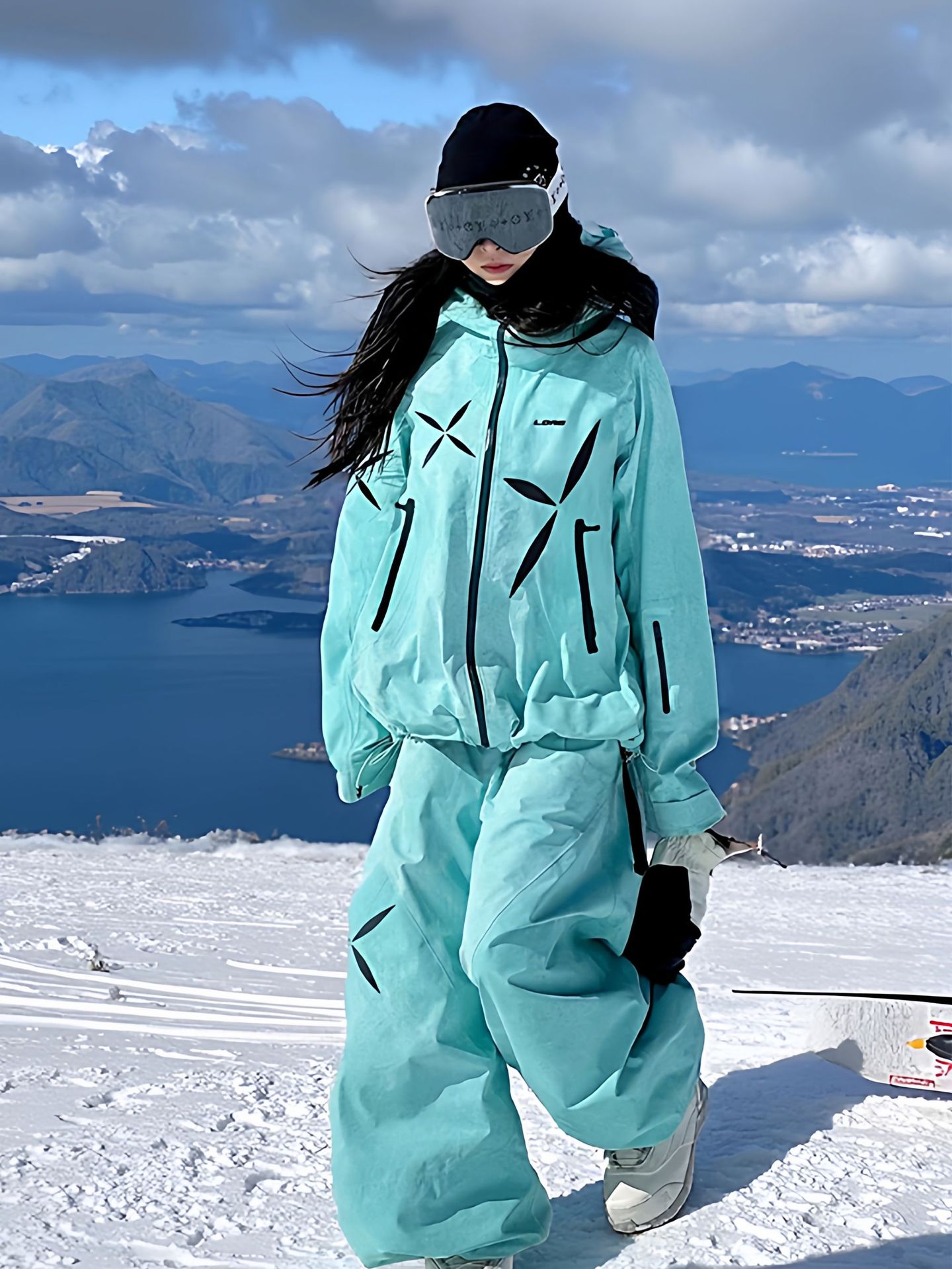 Fuyan Green Ski Suit Set for Men and Women, 2025 Winter New Style, Outdoor Windproof and Waterproof Snowboard Couple's Snow Jacket