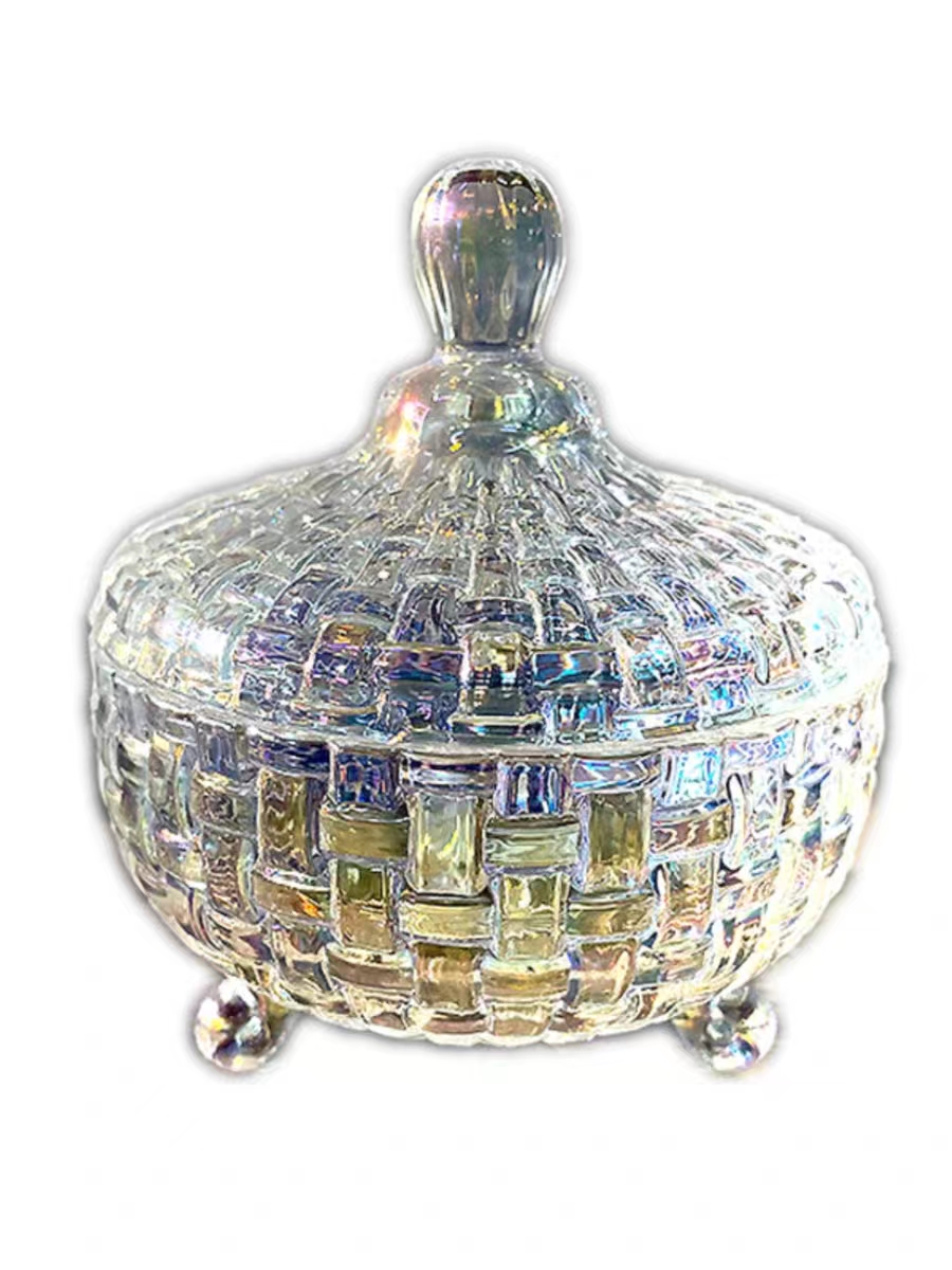 Crystal Glass Fruit Plate European Style Creative Living Room Lead-Free Candy Plate Dried Fruit Fruit Plate with Lid