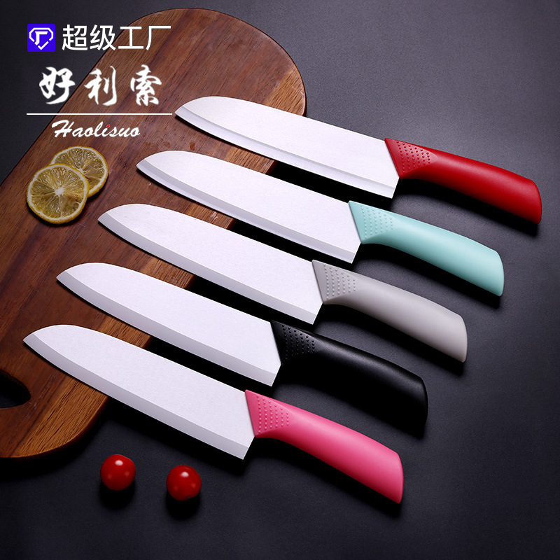Оптовая продажа керамического кухонного ножа с нескользящей черной ручкой 6 7 дюймов фруктовый нож Янгцзян