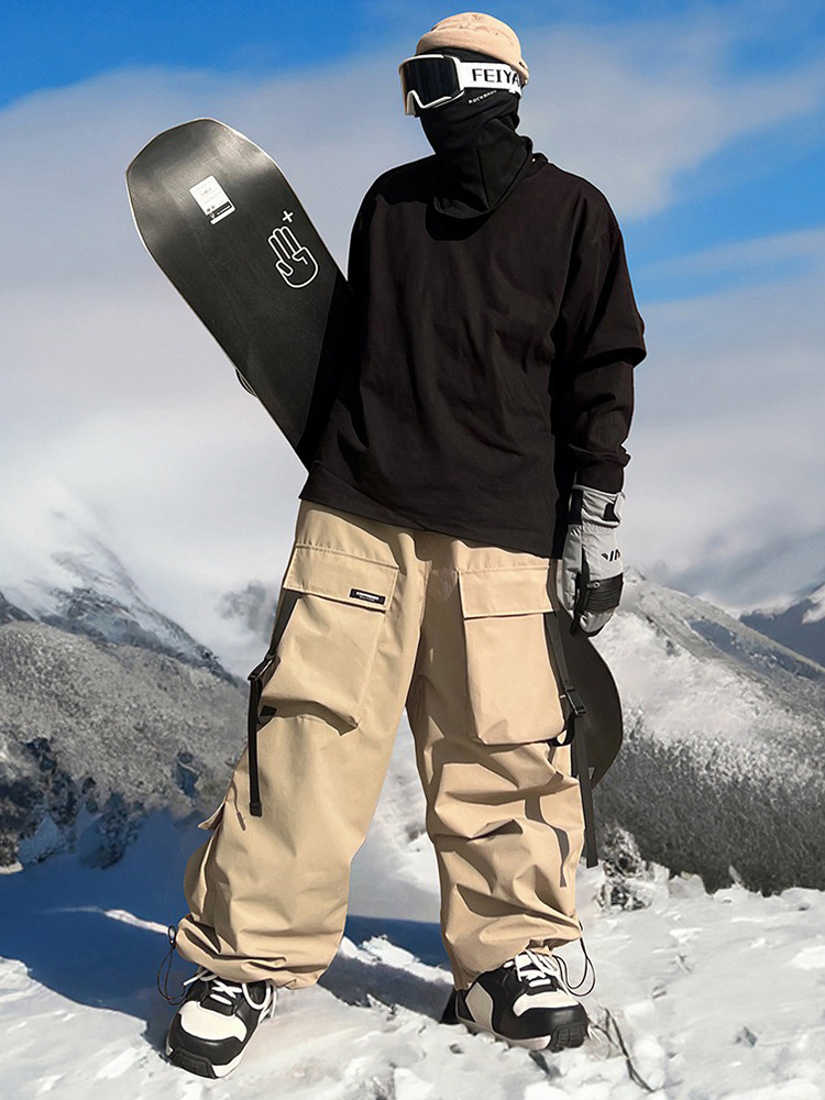 Ice South Korea Multi-Pocket Waterproof Sports Ski Pants for Men and Women Violet American Heavy Industry Snow Wear-Resistant Trendy Pants