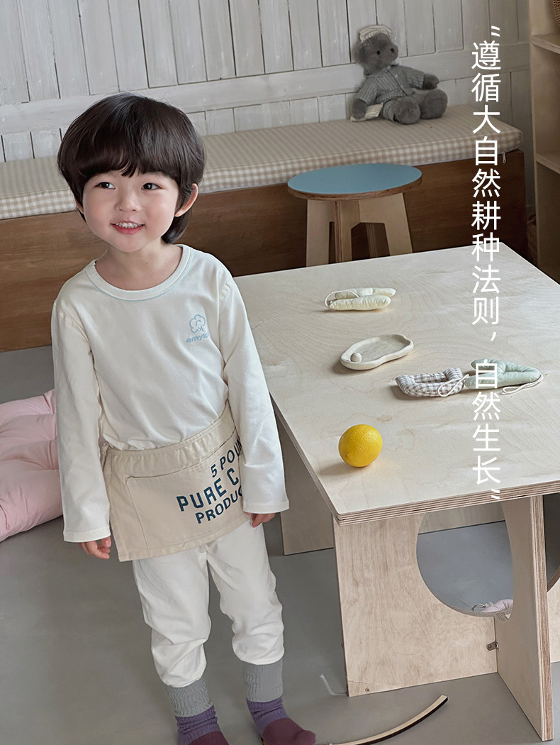 Anmeiya Children's Organic Cotton Underwear Set Autumn Clothing Set Korean Version Unisex Brushed Thermal Underwear and Pants Manufacturer Wholesale